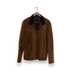 Banana Republic 100% Genuine Brown Leather Suede Full Zip Jacket